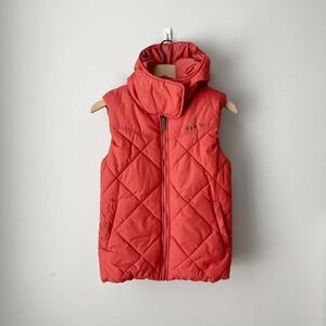Bench Urbanwear Women's Orange Quilted Hooded Vest Size Small